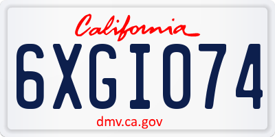 CA license plate 6XGI074