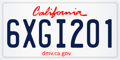 CA license plate 6XGI201