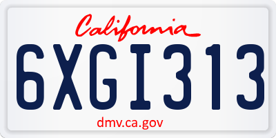 CA license plate 6XGI313