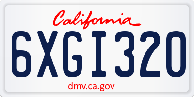 CA license plate 6XGI320