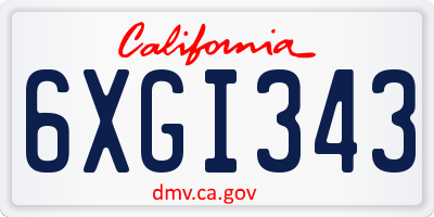 CA license plate 6XGI343