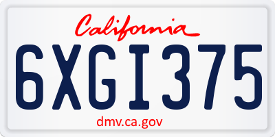CA license plate 6XGI375