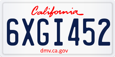 CA license plate 6XGI452