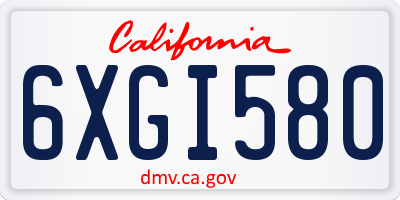 CA license plate 6XGI580