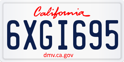 CA license plate 6XGI695