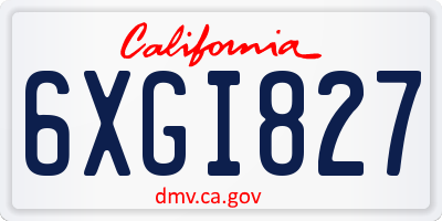 CA license plate 6XGI827