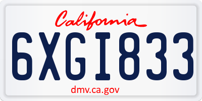 CA license plate 6XGI833