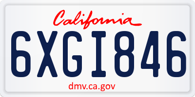 CA license plate 6XGI846