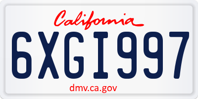 CA license plate 6XGI997
