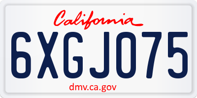 CA license plate 6XGJ075