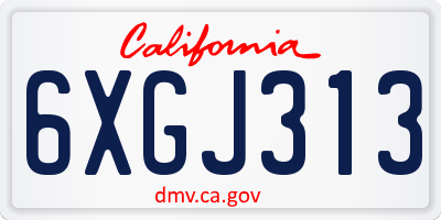 CA license plate 6XGJ313