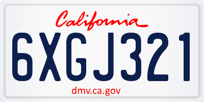 CA license plate 6XGJ321