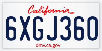 CA license plate 6XGJ360