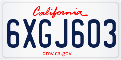 CA license plate 6XGJ603