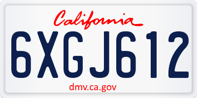 CA license plate 6XGJ612