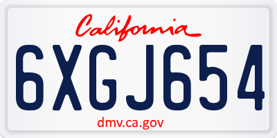 CA license plate 6XGJ654
