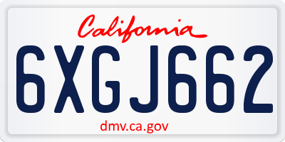CA license plate 6XGJ662