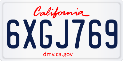 CA license plate 6XGJ769