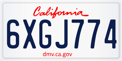 CA license plate 6XGJ774