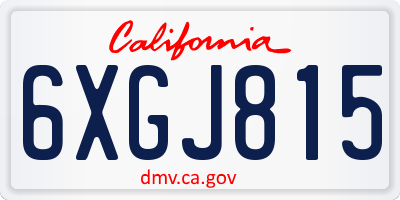 CA license plate 6XGJ815