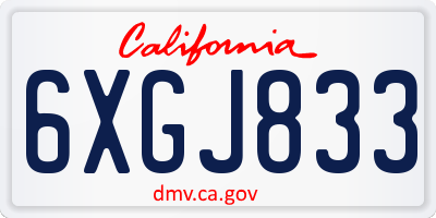 CA license plate 6XGJ833