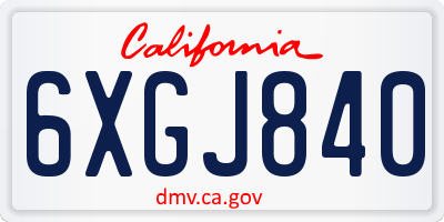 CA license plate 6XGJ840