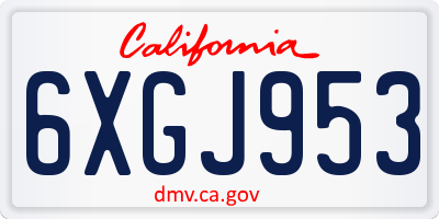 CA license plate 6XGJ953
