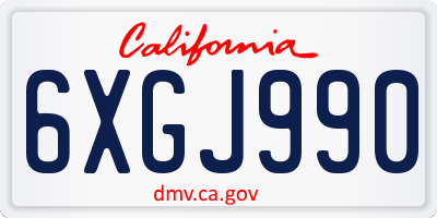 CA license plate 6XGJ990