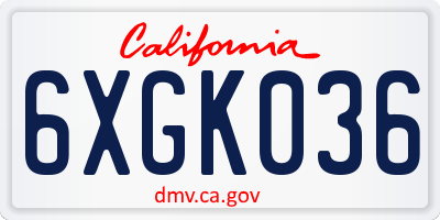 CA license plate 6XGK036