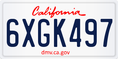 CA license plate 6XGK497