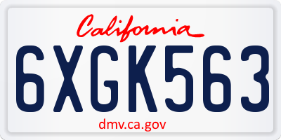 CA license plate 6XGK563