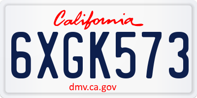 CA license plate 6XGK573