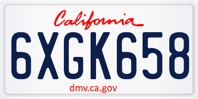 CA license plate 6XGK658
