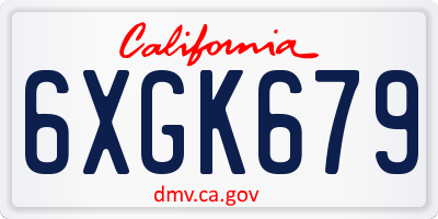 CA license plate 6XGK679