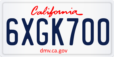 CA license plate 6XGK700