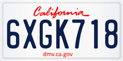 CA license plate 6XGK718