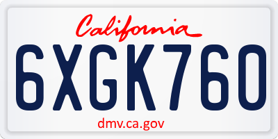 CA license plate 6XGK760