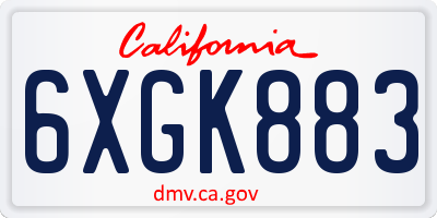 CA license plate 6XGK883