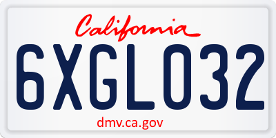 CA license plate 6XGL032