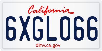CA license plate 6XGL066