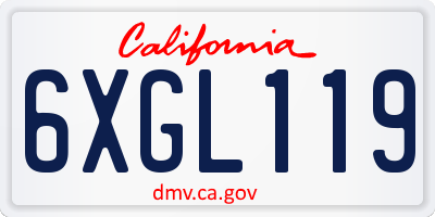 CA license plate 6XGL119