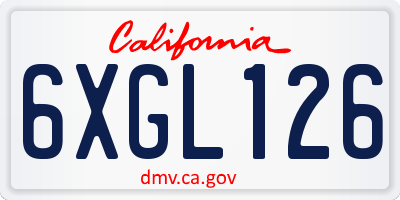 CA license plate 6XGL126