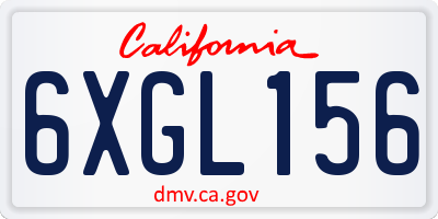 CA license plate 6XGL156