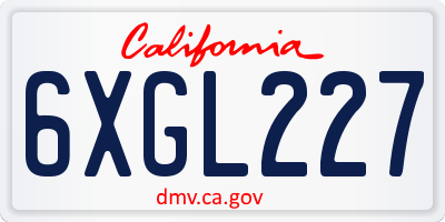 CA license plate 6XGL227
