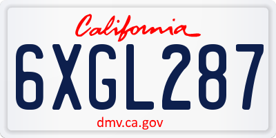 CA license plate 6XGL287