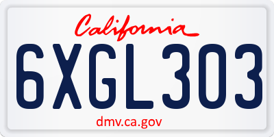 CA license plate 6XGL303