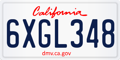 CA license plate 6XGL348