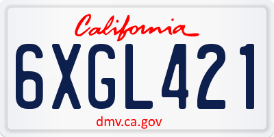 CA license plate 6XGL421