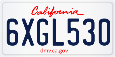 CA license plate 6XGL530
