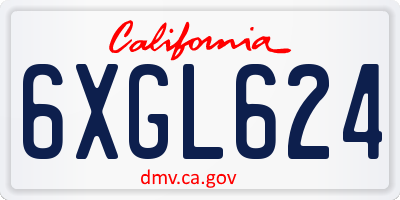 CA license plate 6XGL624